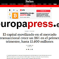 El capital movilizado en el mercado transaccional crece un 26% en el primer trimestre, hasta 15.400 millones